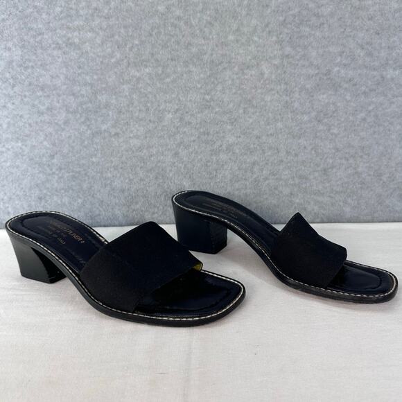 Donald J Pliner Women's sz 7.5 N Ronny Black Leather Slip On Square Toe 90s Y2K - Picture 1 of 11